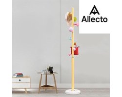 Allecto® Kinderkapstok, kinderkapstok, stabiel kledingrek voor de kinderkamer met paddestoeldesign, een uniek vormgegeven kapstok, 7 mooie haken en een verzwaarde voet om inzakken te voorkomen