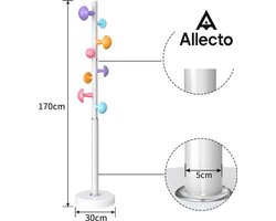 Allecto® Kinderkapstok, kinderkapstok, stabiel kledingrek voor de kinderkamer met paddestoeldesign, een uniek vormgegeven kapstok, 7 mooie haken en een verzwaarde voet om inzakken te voorkomen