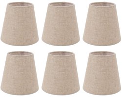 Allecto - Kleine Lampenkap - Lampenkap Clip - Verlichting Accessoires - Linnen Stof - Kaarsen Lampen - Geschikt voor Kleine Lampen - 6 Stuks