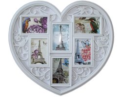 Allecto - KoKoBin Wandlijst - Foto lijst hartvorm - PVC materiaal - Wit - Geschikt voor sentimentale foto's - Perfect als cadeau