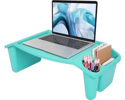 Allecto - Laptoptafel - Opklapbaar - Multifunctioneel - Blauw - Met Opbergruimte - Lapdesk - Geschikt voor Bed en Bank - Belle Vous - Bureau en Tafel voor Laptopgebruik, Ontbijt, Lezen, Gaming & meer.