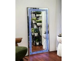 Allecto - LED-spiegel - RGB-verlichting - 120x60cm - full-body wandspiegel - woonkamer - slaapkamer - gemalen diamant - geschikt voor - multicolor verlichting - decoratie