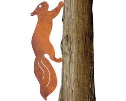 Allecto - Metalen eekhoorn decoratie - Tuin ornament - Roestige uitstraling - Dieren sculptuur - Voor binnen en buiten - 11,8 x 10,9 cm