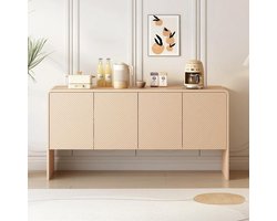Allecto - Modern dressoir - 4 deuren - Organizers - Multi-zone kast - Binnenplanken - Woonkamer - Entree - Gestructureerd - Wit​ ​