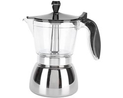 Allecto - Moka Pot - Koffiezetapparaat voor 6 Kopjes - Stijlvol en Modern Ontwerp - Metaal - Espresso Maker voor Cappuccino en Mokka - Geschikt voo...