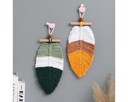 Allecto - Muur Opknoping 2 stuk - Macramé - Chique Wandkleden - 26 x 13 cm - Decor - Thuis Slaapkamer Woonkamer - Hangende Muur - Kunst - Geschikt voor - Appartement - Ornament