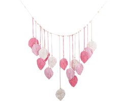 Allecto- Muur opknoping boho - Geweven veren kwastje - Roze - Katoenen touw - Houten kralen - Boheemse handgemaakte muurkunst tapijt ornament - Geschikt voor thuis woonkamer slaapkamer