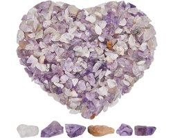 Allecto - Natuurlijke Amethist Steen Chips - Kristal Chips - Bulk - Kleine Kristallen - Edelstenen - Geen Gaten - Steen Voor Vazen - Schildpad Tank - Planten - Cactus - Geschikt voor - Rotsen - Lavasteen - 1 lb/500g