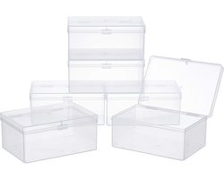 Allecto - Opbergdozen - 6 Pack - Plastic - Containers - Dozen - Clear - Deksels - 12.2x8.3x5.5 cm - Kleine - Rechthoek - Organizer - Opslag - Gevallen - Kralen - Sieraden - Office - Craft