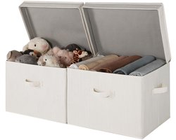 Allecto - Opbergdozen - Extra grote opbergboxen - Decoratieve stoffen manden - Grijswit - Kledingopberging - Set van 2 - Geschikt voor kast en woon...