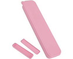 Allecto- Opbergkoffer voor Bestek - Herbruikbaar - Roze - Camping - Vork Lepel Eetstokjes - Geschikt voor Kampeergebruik Reisgebruiksvoorwerp Houder Case Draagbare Bestek Opbergkoffer Plastic Servies Organizer Case met Deksel.