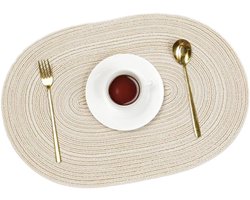 Allecto - Ovale Geweven Placemats Set - 4 Stuks - Wasbaar en Antislip - 50 x 35 cm - Hittebestendige Eettafel Decoratie - Geschikt voor Keuken en R...
