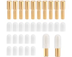 Allecto - Plankpennen - Boekenkast - Messing - Antislip - Siliconen - Kastplankpennen - voor Boekenplank - Houten Glazen Planken - 10 Stuks - 5 mm - 1/4 inch - Geschikt voor - Alle Plankdiktes - Bronskleurige - Steunpennen met Hoezen.