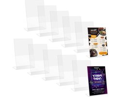 Allecto- Plastic Bord Houder - Display Houders - Gehelde - Portret - Tafel Top - Restaurant Menu, Kantoor Bureau Kaarten, Advertenties, Pamflet, Flyer, Papier Houder & Fotolijst