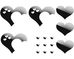 Allecto plus - 10-delige Set Liefde Hart Spiegel - 3D Acryl Zelfklevende Spiegels voor Huisdecoratie - DIY Muurstickers voor Woonkamer, Slaapkamer, Keuken - TV en Bank Achtergronden - Moderne Interieur Accessoires