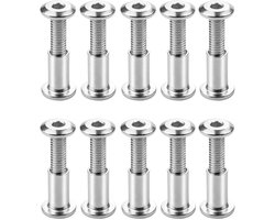 Allecto plus - 10 stuks meubelschroeven M6 voor kasten en houten planken - roestvrijstalen verbindingsschroeven - moffschroeven (M6 x 30 mm)