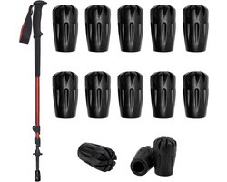 Allecto Plus - 10 stuks rubberen doppen voor trekkingstokken - Universele hulzen voor wandelstokken - Vervanging voor kruk - Geschikt voor diverse terreinen zoals asfalt, steen, sneeuw en modder - Verbeterde grip