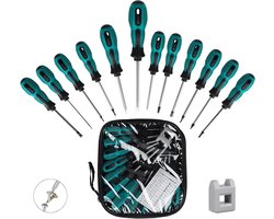 Allecto Plus - 12-delige schroevendraaier set met magnetiseur voor auto, computer en meubel reparaties - inclusief 3 speciale schroeftypes - 9 maten