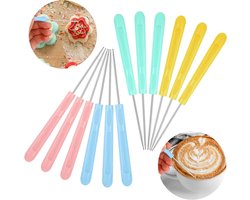 Allecto Plus - 12-delige Set voor Koekjes Decoratie en Cake Maken - Icing Pennen en Modelleringsnaalden - Bakken en DIY Craft Benodigdheden - Lederen Priem - 5.3 Inch