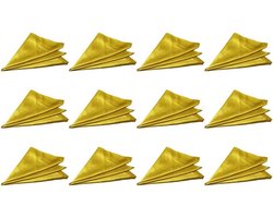 Allecto Plus - 12 stuks satijnen servetten goud 29 x 29 cm - zacht wasbaar - bruiloft - eettafel servetten - placemats - tafelservetten - banket restaurant - luxe stoffen servetten.