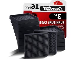 Allecto plus - 16 stuks ronde rubberen antislip meubelpads voor vloerbescherming - Meubel onderzetters 7,6 x 7,6 cm.