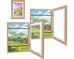 Allecto Plus - 2-pack fotolijsten voor kindertekeningen - A4 kunstfotolijst - vulbare fotolijst - houten lijst met openklapbare functie