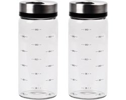 Allecto plus - 2-pack glazen kruidenflessen met verstelbare drie gaten, 200 ml - peper, zout, suiker - voor keuken en grill buiten