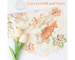 Allecto Plus - 2-Pack Linnen Tafelkleden met Kant - Tafelhoes voor Thanksgiving - Tafeldecoratie met Borduursel - Geschikt voor Eetkamer en Keuken - Salontafel Topper met Kanttrim