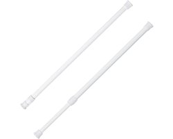 Allecto Plus - 2-pack uitschuifbare telescopische gordijnroedes - verstelbare douchegordijnstang voor badkamer en keuken - eenvoudige installatie zonder boren - roestvrij - te gebruiken in kasten