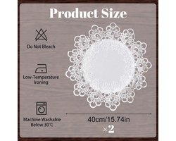 Allecto Plus - 2-Pack witte kant jacquard ronde placemats - decor hoes thuis eettafel - 40 cm