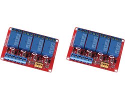 Allecto plus - 2 Stuks 4 kanaals Relais Module met Optocoupler voor Elektronica Schakelingen - Hoog en Laag Trigger - 5V 12V 24V - Compact Design