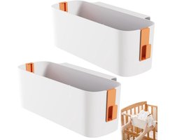 Allecto plus - 2 stuks bedorganizer - op te hangen - afneembare haken - opbergmand - PP-kunststof - multifunctioneel - nachtkastorganizer - mobiele telefoon - babybed - kantoor - oranje.