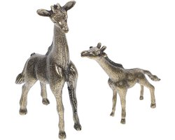 Allecto Plus - 2 stuks Giraffe Ornament in Antieke Stijl voor Kantoor - Decoratief Messing Giraf Figuur - Miniaturen Verzamelaarsfiguur