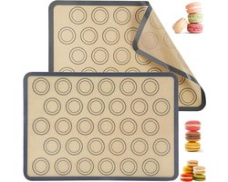 Allecto Plus - 2 stuks grijze antislip bakonderlegger voor het bakken van macarons, koekjes, brood en pizza - herbruikbaar - anti-aanbaklaag - keukenaccessoire