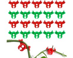 Allecto plus - 20 stuks plantenclips voor low-stress-training van planten - plantenstang - 90 graden hoek - cirkelstijl rood en groen