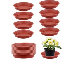 Allecto Plus - 20 stuks Rode Plant Pot Schotels voor Indoor Outdoor Tuin - Ronde Plastic Druppelbak 19 cm
