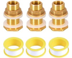 Allecto plus - 3-delige regenton verbinding set voor 1/2 inch watertank - messing schroefverbindingen met rubberen afdichtingen, geschikt voor kranen, watertonnen en watertanks.