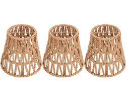 Allecto Plus - 3-pack Lampenkappen Rotan Boho-stijl | Geweven Vloerlampen Hanglampen | Kroonluchters Wandkandelaars | Natuurlijke Sfeer Creëren