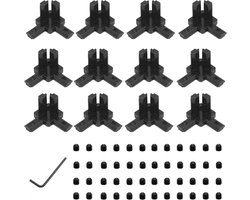 Allecto Plus - 3-weg hoekverbinder voor 20x20 aluminium profielen - 12 stuks - Zwarte Europese standaard