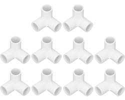 Allecto plus - 3-weg PVC Plastic Haakse Tee Hoekconnector voor Waterleidingen Meubels Kas Pijpverbindingen, 20mm Binnendiameter - 10 stuks (WIT)