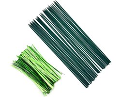 Allecto Plus - 30 stuks groene plantensteun stokken van 40 cm met twistbanden - Tuinaccessoires voor planten - Bamboe steunstokken voor kamerplanten - Houten tuinstokken