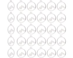 Allecto Plus - 30 Stuks Platte Ronde Berg Hanger Hangers van Roestvrij Staal voor Sieraden Maken - Minimalistische Bergsieraden voor Outdoor Vrouwen - Bergen Thema Bedels