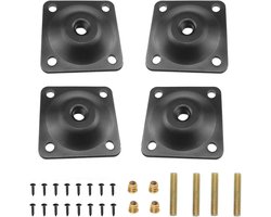 Allecto Plus - 4-delige Meubelmontageplaten Set Zwart - Pootmontage - Voor Bank Stoel Kleerkast Eettafel