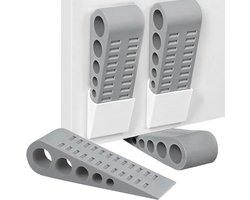 Allecto Plus - 4 stuks grijze deurstoppers | Antislip deurwiggen voor vloeren en deuren | Geschikt voor zwaardere toepassingen | Rubber en kunststof | Deurbuffer met stopwig en vergrendeling