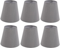 Allecto Plus - 6-delige Set Grijze Doek Lampenkappen voor Verschillende Lampen - Slaapkamer, Hotel, Vloerlamp, Tafellamp, Kroonluchter, Wandlamp