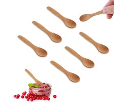 Allecto Plus - 6-delige set kleine houten lepels van 8 cm voor keukenbenodigdheden
