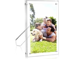 Allecto Plus - Acryl fotolijst 21 x 30 cm om neer te zetten - Dubbelzijdig en magnetisch - Voor verticaal of horizontaal plaatsen - Foto lijst - Interieurdecoratie