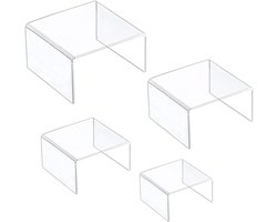 Allecto Plus - Acryl Rek 4 Stuks - Display Risers voor Ondersteuning en Organisatie - Helder Design - Vitrine Platform voor Showcase