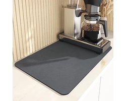 Allecto Plus - Afdruipmat 40 x 50 cm voor servies en koffiezetapparaat - absorberende mat voor honden - grijze onderlegger met voermogelijkheid.