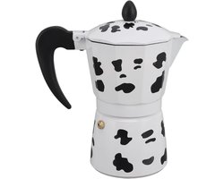 Allecto Plus - Aluminium Melkkannetje Koeienprint - Draagbare Koffiekan voor Outdoor Camping en Thuisgebruik - 6 Kopjes 300ML